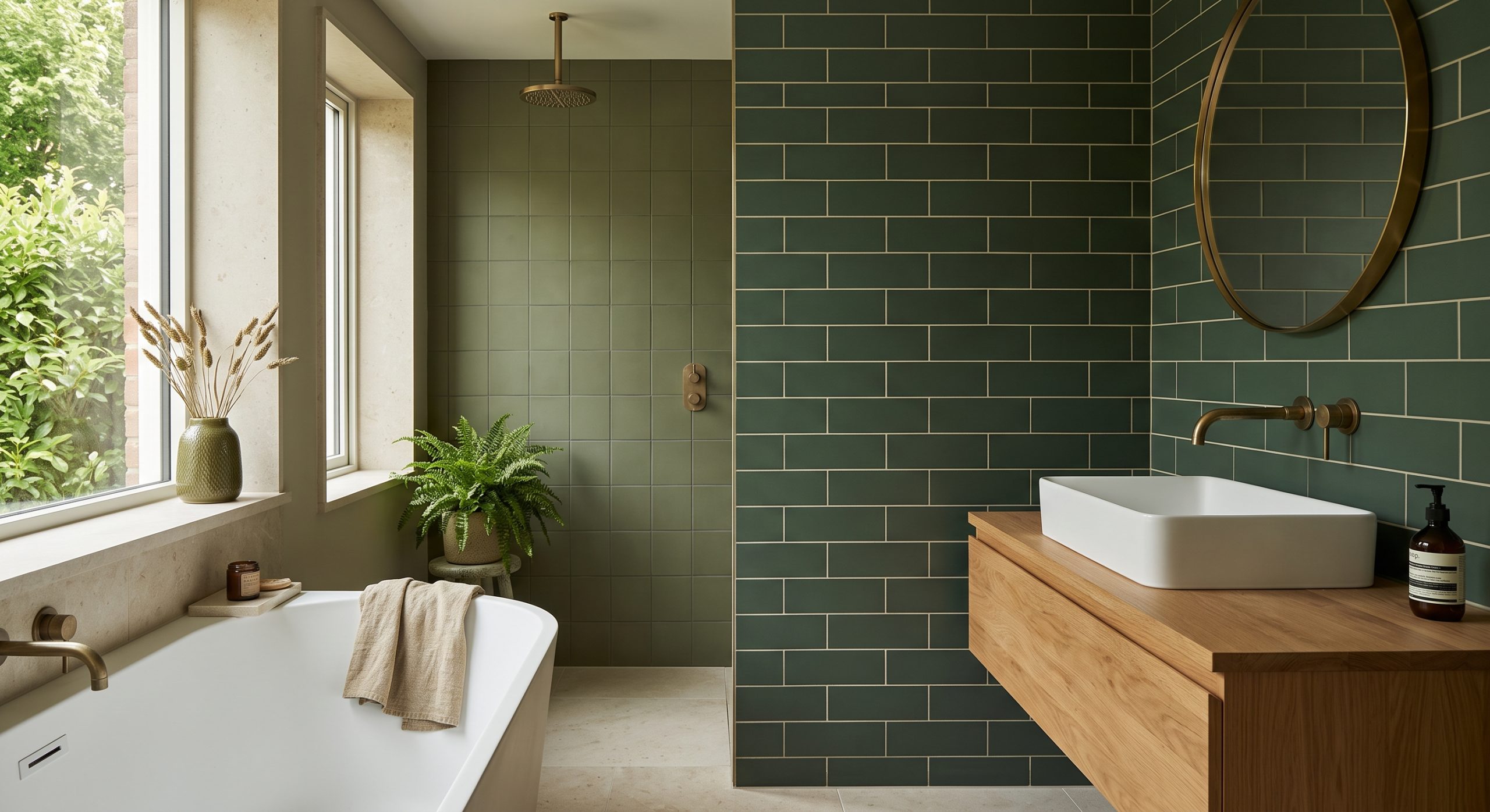Deep green and matte for bathroom